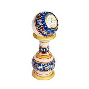 Luxury Royal Blue Marble Pillar Globe <b>Clock</b> Handcrafted Tall Globe <b>Desk</b> Timepiece with Kundan Gemstones & Meenakari Art - Product Image 2