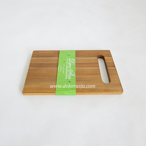 Planche à découper rectangulaire en bois de teck naturel avec poignée découpée, plateau de service pour préparation alimentaire, viande et fromage, Pure Art Setu - Product Image 3