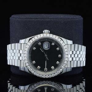 Relojes de Lujo de Acero Inoxidable, Automáticos, Mecánicos, ETA, con Bisel de Diamantes Negros VVS1, Calidad Moissanite, 41 mm, Estilo Hip Hop, para Moda - Product Image 1