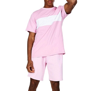 Ensembles de shorts d'été pour hommes personnalisés, tissu polaire de haute qualité, séchage rapide, polyester/coton, vêtements de plage, t-shirt à manches courtes, short, ensemble - Product Image 1