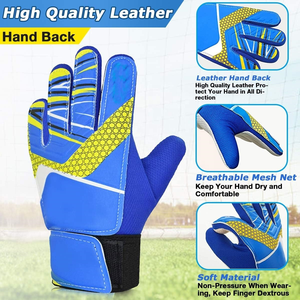 Professional Leather Goalkeeper Soccer <b>Gloves</b> Waterproof Breathable Non-Slip Unisex - Product Image 4