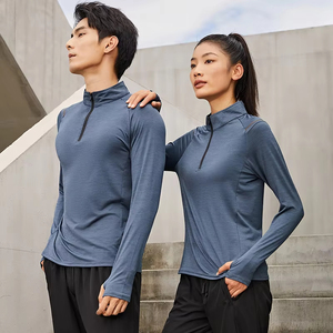 Camiseta Deportiva de Manga Larga con Media Cremallera para Hombre y Mujer, Protección UV, Color Sólido, Secado Rápido, Flexible y Cómoda para Gimnasio - Product Image 5