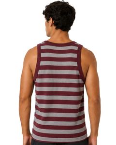 <b>Maroon</b> Gray Striped Men Cotton Tank <b>Top</b> Sleeveless Vest Casual Summer Gym Fitness Shirt Breathable Loose Fit Streetwear Tank <b>Top</b> - Product Image 2