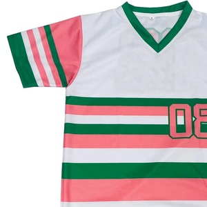 Sorority Custom Striped Baseball Jersey V-Neck <b>Short</b> <b>Sleeve</b> Unisex Adult Quick Dry Polyester 08 Front Print Sublimated Design - Product Image 4