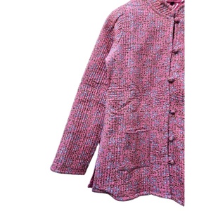 Indian Vintage Women's Lightweight Cotton <b>Quilted</b> <b>Jacket</b> Hand Block Printed Floral Stripe <b>Pattern</b> Rivet Buttons Winter - Product Image 2