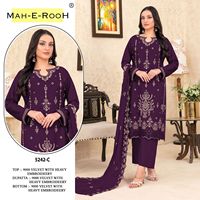 Salwar Suit 9000 Velvet dengan Bordir Payet Berat, Siap Pakai, Sangat Diminati