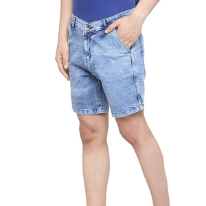 Custom Vintage High Waist Breathable Light Wash Summer Streetwear Men's Denim <b>Jeans</b> Shorts with Embroidery - Product Image 5