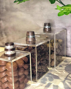 Contenedor de postres de acrílico cuadrado transparente personalizado al por mayor, tapa inferior de madera, almacenamiento Eid-RF de Ramadán, decoración del hogar - Product Image 2