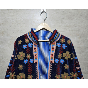 New Arrival Elegant Handcrafted Suzani Velvet <b>Jacket</b> Winter Floral Chic Suzani Coat At Factory Price Gift for her - Product Image 4