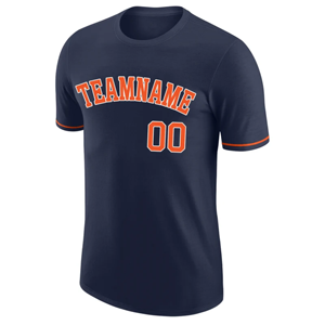 Maillots de baseball haut de gamme avec chemises en mesh de qualité supérieure et maillots à col rond à manches courtes, couleur marine et orange - Product Image 3