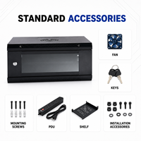 Kabinet Jaringan Dinding Kecil 19 Inch 4U 6U 9U 12U Enclosure Kabel Rak Server Hitam/Putih Tersedia untuk Pengkabelan Data Telekomunikasi