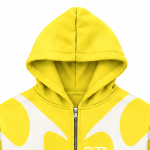 Lemon Yellow Contrast Panel Zip Up Hoodie Men Streetwear Full Zipper Long Sleeve Casual <b>Fleece</b> <b>Hooded</b> <b>Jacket</b> With Pockets - Product Image 3