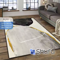 Tapis Shufu en polyester abstrait, fabriqué à la machine, brillant, facile à nettoyer, design moderne, anti-allergène, antidérapant, à poils moyens, pour aspirateur