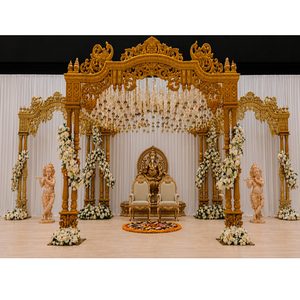 Mandap de Boda de Doble Poste con Temática Majestuosa de Ganesha, Decoración de Lujo para Bodas Indias, Eventos y Fiestas, Suministros al por Mayor - Product Image 1