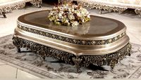 Ensemble de canapés de villa carrés en teck massif de style royal européen, luxe capitonné doré, 3 places, avec tables basses centrales et d'appoint pour appartement