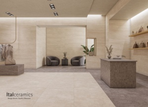 Elysian Travertini - Baldosas de Porcelana con Aspecto de Travertino Beige de Primera Calidad para Piscinas y Exteriores, Ideales para Salas de Estar - Product Image 1