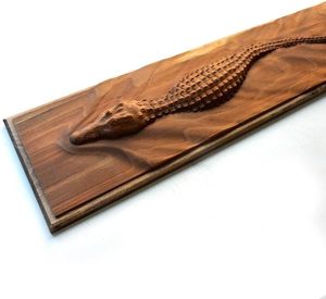 Handmade Wooden Alligator Wall <b>Plaque</b> Carved Animal Art Rustic Home Decoration - Product Image 2