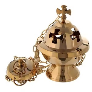 Brass Incense <b>Burner</b> Handmade with Chain and Lid Sandalwood Aromatic Carton Packaging Religious & All-Season Use - Product Image 3