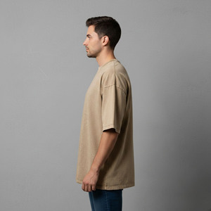 Camiseta de Hombre Oversize de Algodón 100% Tejido, Ecológica, Transpirable, Sólida, 180g, Ajuste Holgado, Estampada, Estilo Hip Hop, Lavada, con Logotipo Personalizado OEM - Product Image 3