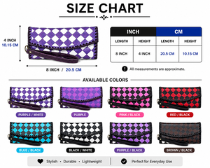 New Arrival Tooled Genuine Leather <b>Wristlet</b> Wallet for Women Checkered Pattern Large Capacity Clutch Credit Card Holder Wallets - Product Image 2