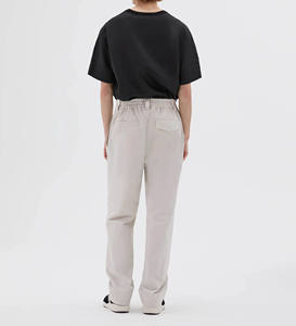 Men's <b>Light</b> Gray Elastic Waist Casual <b>Trousers</b> With Pockets Breathable Oxford Fabric Summer Wear - Product Image 4