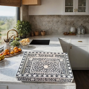 Plateau floral en os incrusté fait main : Décoration de table bohème par PERFECT ENTERPRISES - Product Image 5