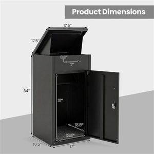 Cassetta Postale e Box per Consegna Pacchi 2-in-1 in Acciaio Zincato Nero con Serratura per Esterni - Product Image 4