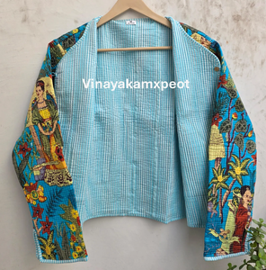 เสื้อแจ็คเก็ตผ้าควิลท์พิมพ์ลายทรอปิคอลทำมือขายดีปี 2026 กระเป๋าเสื้อสวยงาม งานฝีมือประณีต ผ้าฝ้ายระบายอากาศสำหรับผู้หญิง - Product Image 2