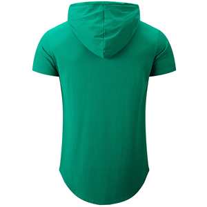 Men Blank Hooded Short Sleeve Solid Color Cotton Custom Designing Summer Outdoor Sports Wear Basic Cotton <b>Blended</b> Hoodie Men's - Product Image 2