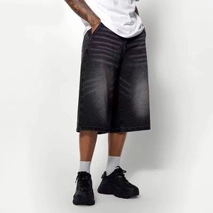 Jeans de Mezclilla para Hombre, Lavados, Negros, Personalizados, Largos hasta la Rodilla, Estilo Vintage, Verano 2026, Shorts Anchos para Hombre - Product Image 2