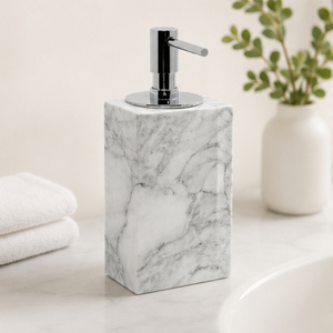 Premium Natural White Marble <b>Soap</b> Dispenser with Stainless Steel Pump Liquid Handwash Bottle for Modern Bathroom and Kitchen - Product Image 2