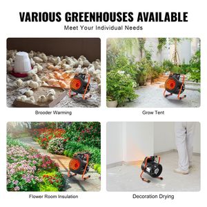 Calentador Eléctrico Pequeño de 1500W para Invernadero, Termostato con 2 Velocidades y Protección Contra Sobrecalentamiento para Carpa de Cultivo - Product Image 4
