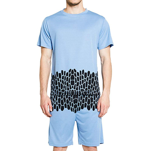 Ensemble de shorts pour hommes en maille gaufrée de qualité supérieure, très extensible, pour l'été, style survêtement, personnalisable OEM, ensemble de shorts côtelés en coton pour hommes, coupe ajustée - Product Image 4