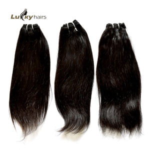 Extensions de cheveux humains indiens à double trame naturelle non traitée couleur noire pas cher qualité de la machine à faisceaux bruts droits - Product Image 2