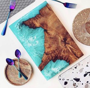 Planche à découper en bois époxy de luxe pour l'hôtellerie, ustensiles de cuisine durables, finition lisse, passe au lave-vaisselle, taille personnalisable - Product Image 2