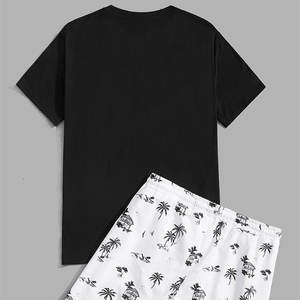 Conjunto Casual de Verano para Hombre de 2 Piezas, Camiseta de Manga Corta y Pantalones Cortos Bordados, Transpirables, Talla Grande, Estilo Urbano - Product Image 2