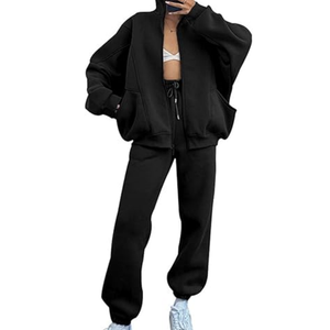 Ensemble survêtement molletonné à manches longues et pantalon de jogging oversize pour femme – Chaud et confortable pour l'hiver - Product Image 2