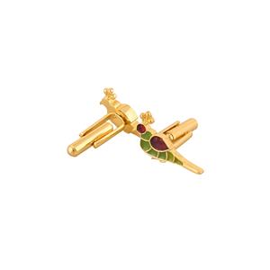 Mancuernillas de Lujo con Diseño de Pájaro Chapadas en Oro para Hombre, Esmalte Verde y Rojo, Accesorios Formales para Camisa, Regalo de Boda o Negocios - Product Image 5