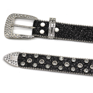 Ceinture classique occidentale unisexe de luxe avec strass en cristal et rivets entièrement sertis de diamants, ceinture de mode ornée de diamants - Product Image 4