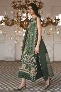 <b>Women</b> Traditional Embroidered Silk <b>Kurta</b> Set Green Midi Length With Floral Design <b>For</b> Wedding Occasion India Pakistan Style 2026 - Product Image 3