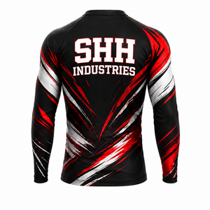 SHH Industries Custom <b>Men's</b> Long Sleeve MMA BJJ Rash Guard <b>Compression</b> <b>Shirt</b> Sublimated Grappling Training Gym Sportswear OEM - Product Image 2
