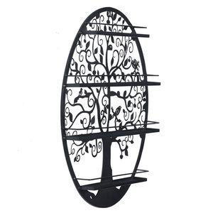 Espositore Organizzatore Ovale Nero per Smalti con Silhouette di Albero, Scaffale a Muro per Oli Essenziali - Product Image 2
