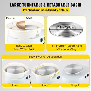 Macchina Manuale per Modellare Ceramica con Ruota da 11 Pollici, Velocità Regolabile 0-300 RPM, Sollevamento 0-7,8 Pollici, Pedale Staccabile per Ceramica e Smalto - Product Image 3