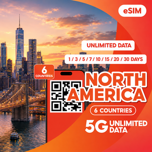NionAir América del Norte, ESIM con Datos Ilimitados 4G/5G, Internet de Viaje para 6 Países, Planes de 130 Días con Activación Instantánea por QR - Product Image 2