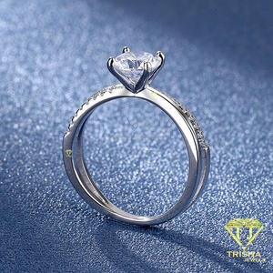 Elegant Round Cut Moissanite <b>Diamond</b> <b>Ring</b> In 925 Sterling Silver With Stones Luxury Solitaire Engagement Jewelry by trisha - Product Image 4