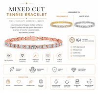 Bracelet tennis en or 10 carats avec diamants de laboratoire à taille mixte |   Bracelet en diamant de luxe certifié IGI |   Cadeau de bijoux élégant pour femmes