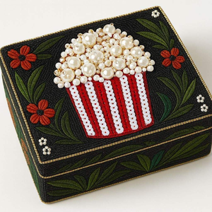 Velvet Beaded <b>Box</b> Hand Embroidery Velvet Jewelry <b>Box</b> Glass Beads <b>Box</b> Whimsy Art Craft - Product Image 3