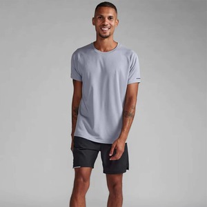 Men's <b>Light</b> Blue O-Neck Short Sleeve T-Shirt Regular Fit Solid Color Knitted Quick Dry CasualCotton Casual Breathable Regular - Product Image 1