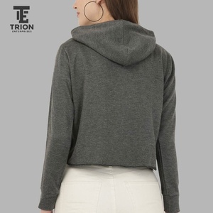 Women Winter Latest Fashion Winter <b>Long</b> <b>Sleeve</b> <b>Crop</b> Top Hoodie Women Front Custom Logo Printed Streetwear for Sale - Product Image 3