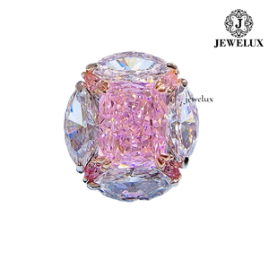 Jewelux Women's 18K Solid <b>Gold</b> Rose <b>Gold</b> Plated <b>Cocktail</b> <b>Ring</b> With Cushion Cut Morganite Prong Setting Luxury Fine Jewelry - Product Image 5